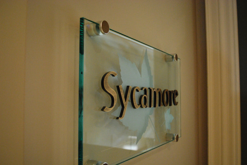 Glass and brushed bronze